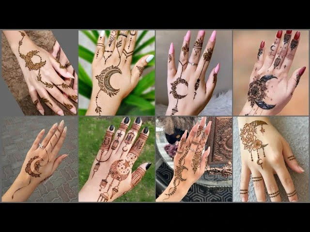 Backhand Side Moon Mehndi Designs
