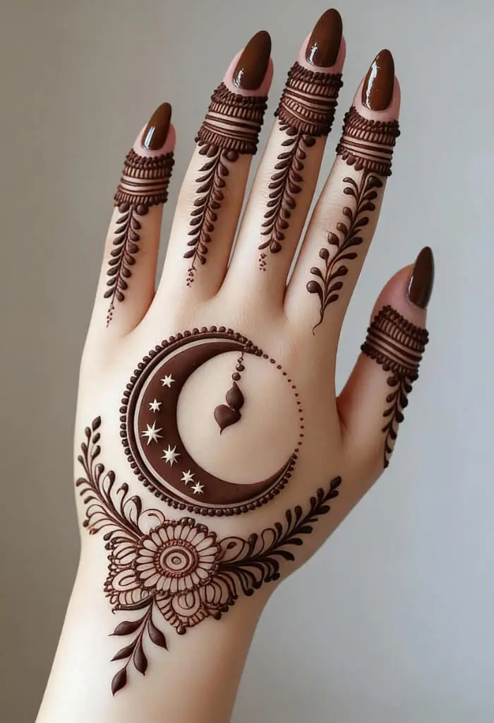 Classic Floral Crescent Mehndi Designs