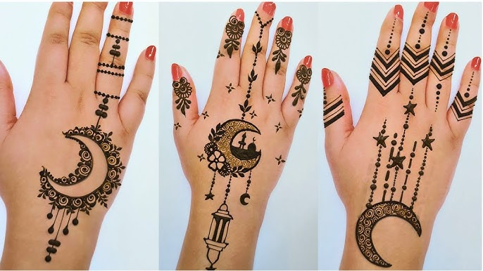 Dotted Moon Curve Mehndi Designs