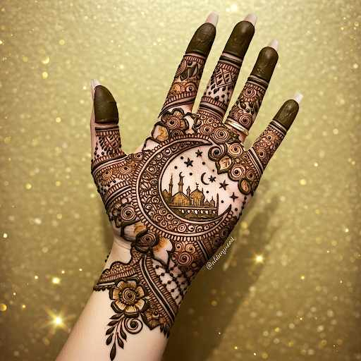 Glitter Highlight Moon Mehndi Designs