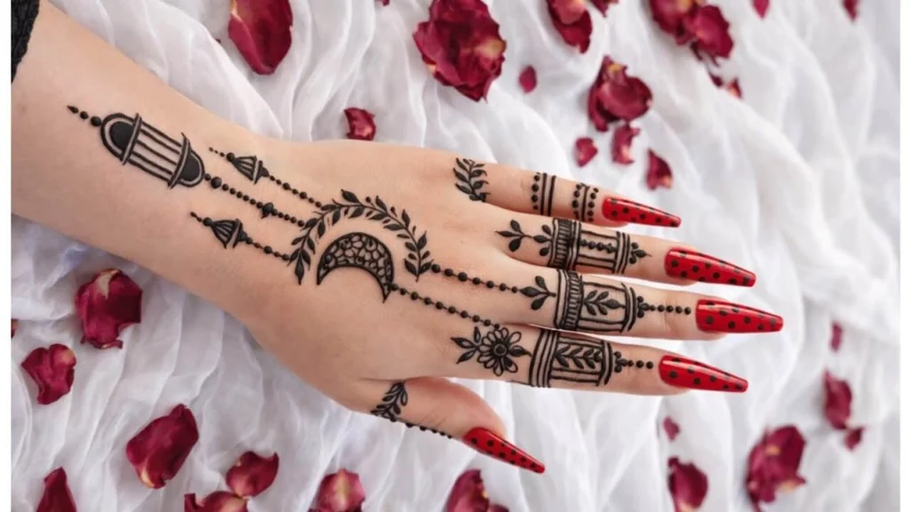 Mandala Side Moon Mehndi Designs