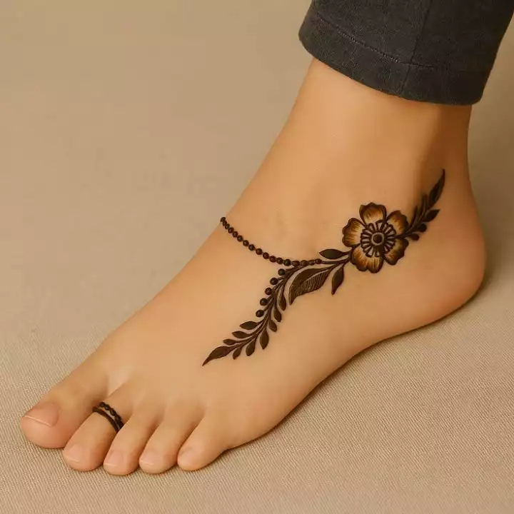 Minimal Anklet Mehndi Design