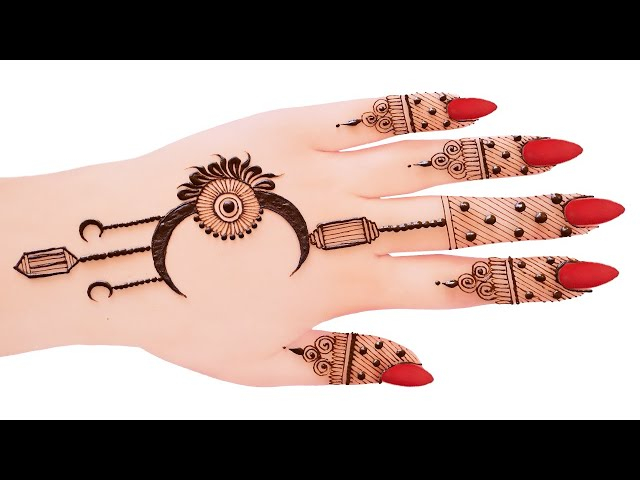 Minimal Line Art Moon Mehndi Designs