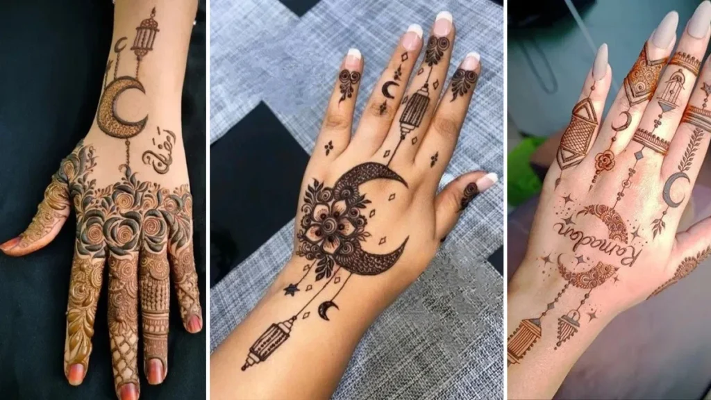 Personalized Side Moon Mehndi Designs