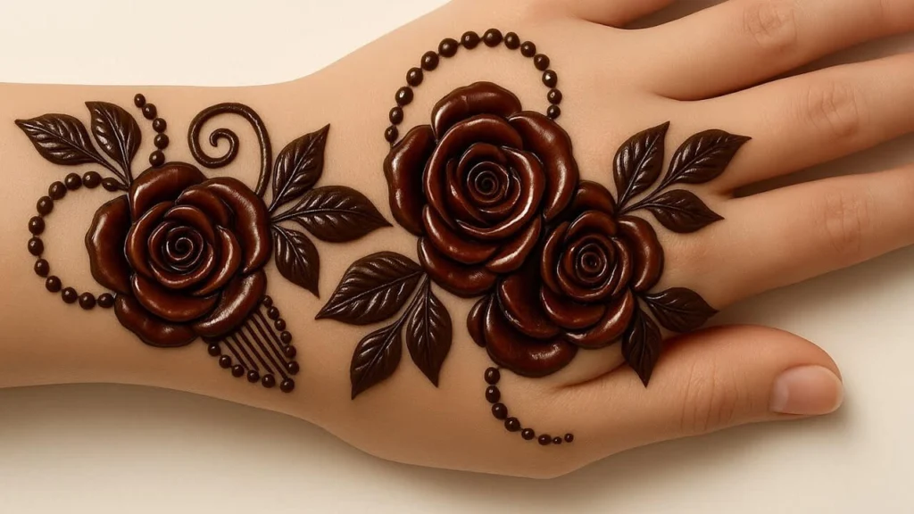 Rose Pattern Crescent Mehndi Designs