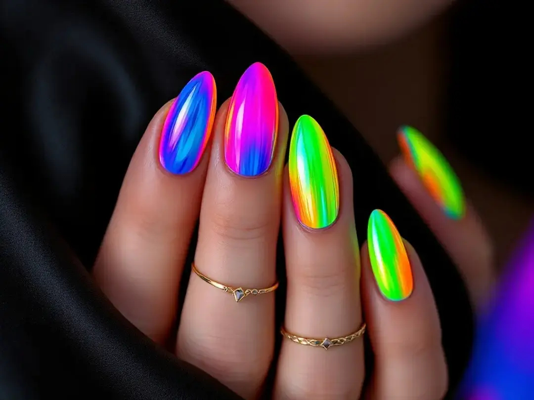 Neon Chrome Nails